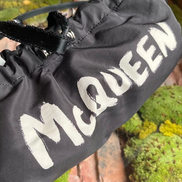 ALEXANDER MCQUEEN The Bundle Black Nylon Drawstring Tote Bag